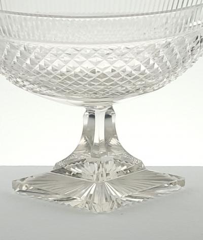 Large Georgian Irish Crystal Oval Pedestal Bowl circa 1800