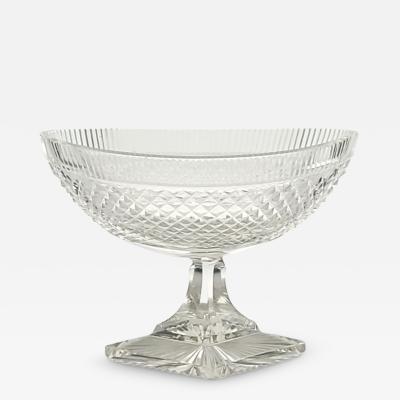 Large Georgian Irish Crystal Oval Pedestal Bowl circa 1800