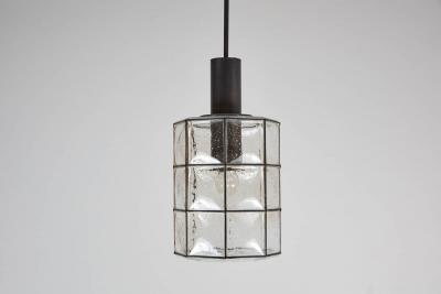 Large German Iron and Glass Cylinder Pendants