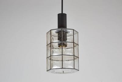Large German Iron and Glass Cylinder Pendants
