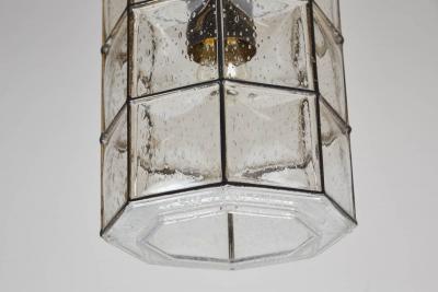 Large German Iron and Glass Cylinder Pendants