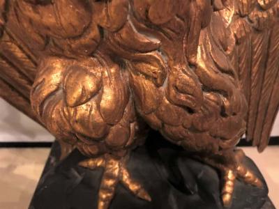 Large Gilded Eagle Marble Top Console or Pedestal