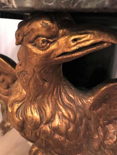 Large Gilded Eagle Marble Top Console or Pedestal
