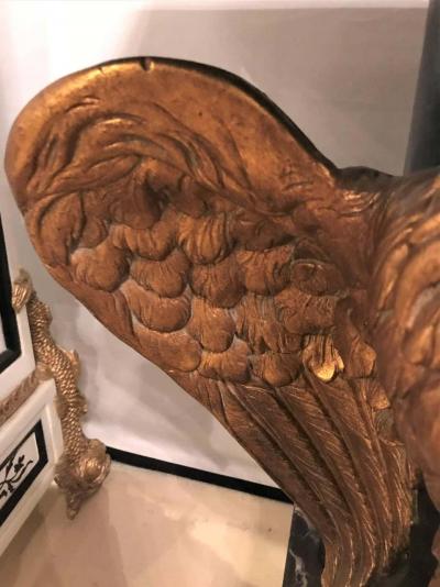 Large Gilded Eagle Marble Top Console or Pedestal
