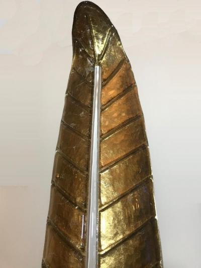 Large Gilded Palm Leaf Murano Glass Wall Lights