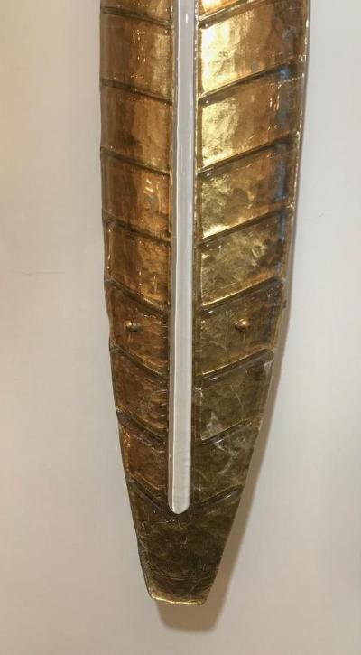 Large Gilded Palm Leaf Murano Glass Wall Lights