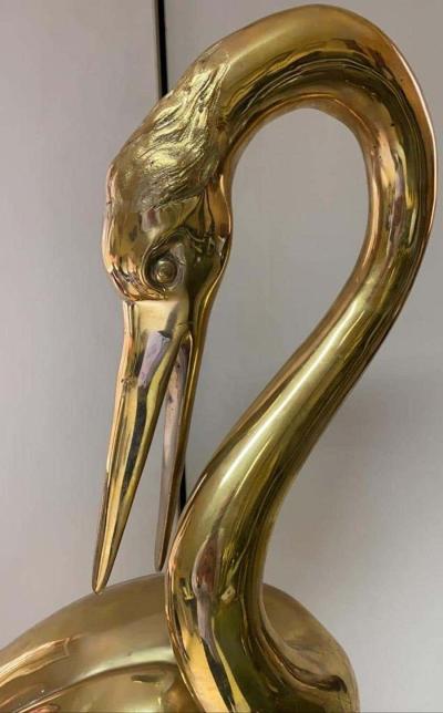 Large Gilt Bronze Sculptures of Herons