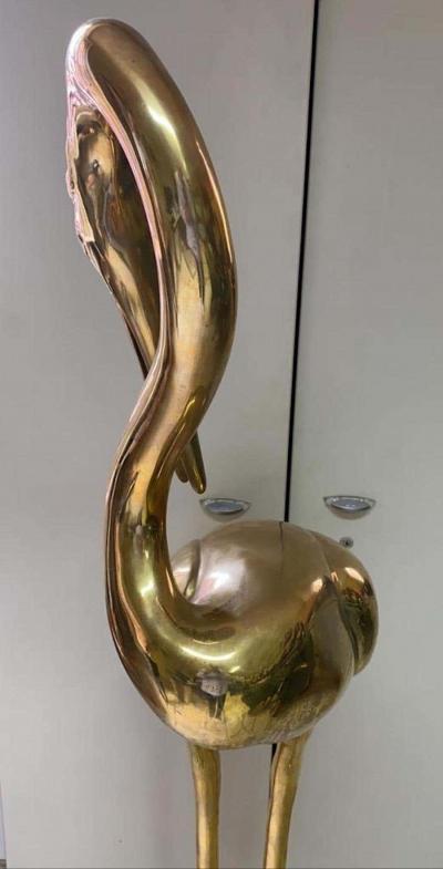 Large Gilt Bronze Sculptures of Herons