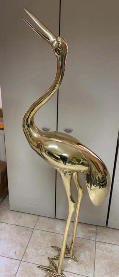 Large Gilt Bronze Sculptures of Herons