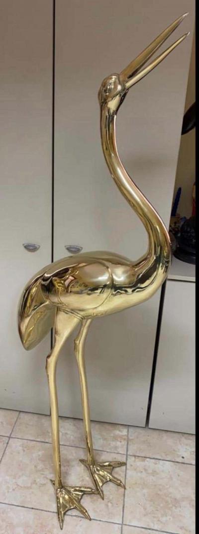 Large Gilt Bronze Sculptures of Herons