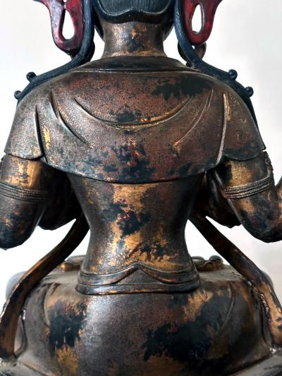 Large Gilt Bronze Statue of Bodhisattva Avalokiteshvara with Four Arms
