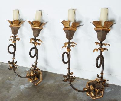 Large Gilt Iron Wall Sconces