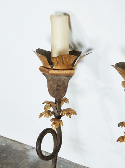 Large Gilt Iron Wall Sconces