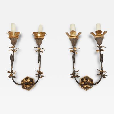 Large Gilt Iron Wall Sconces