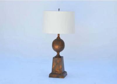 Large Gilt Tole Neoclassical Lamp with Custom Shade