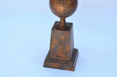 Large Gilt Tole Neoclassical Lamp with Custom Shade