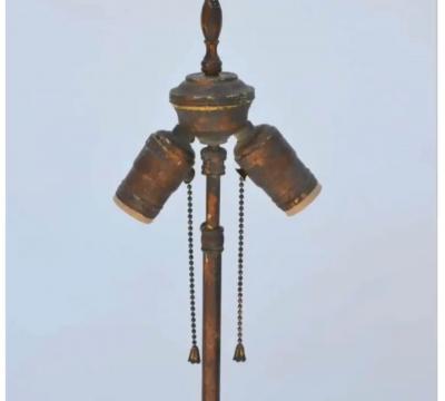 Large Gilt Tole Neoclassical Lamp with Custom Shade