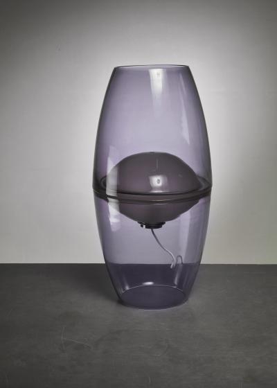 Large Glass Table or Floor Lamp in Lilac Italy 1960s
