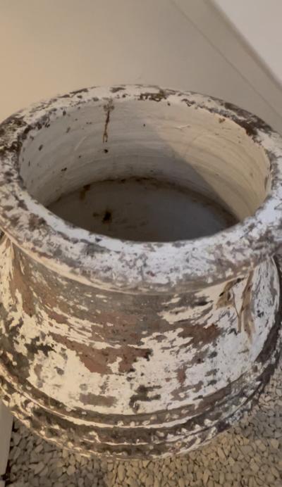 Large Greek Olive Jar with Metal Stand