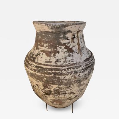 Large Greek Olive Jar with Metal Stand