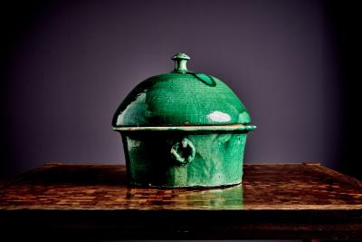 Large Green Glazed Storage Pot
