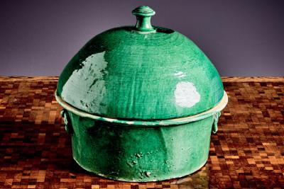 Large Green Glazed Storage Pot