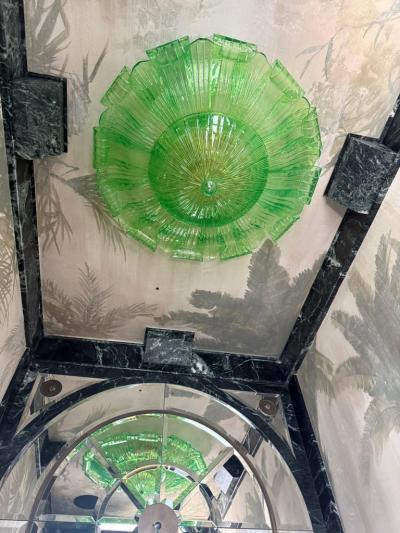 Large Green Murano Glass Leave Ceiling Light or Flush Mount