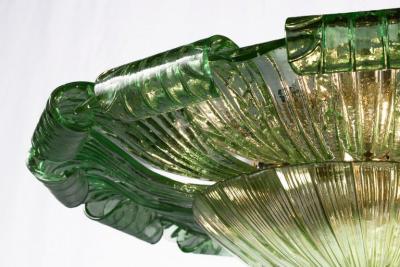 Large Green Murano Glass Leave Ceiling Light or Flush Mount