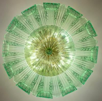 Large Green Murano Glass Leave Ceiling Light or Flush Mount