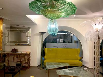 Large Green Murano Glass Leave Ceiling Light or Flush Mount