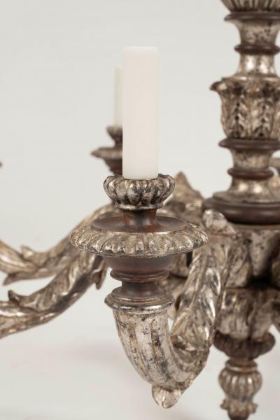 Large Hand Carved Silver Gilt Chandelier