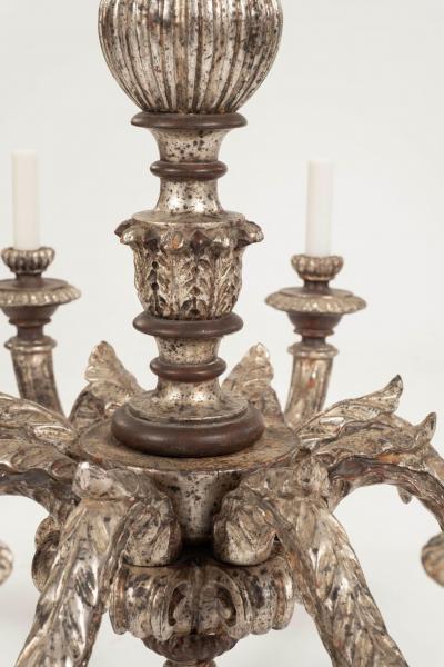 Large Hand Carved Silver Gilt Chandelier