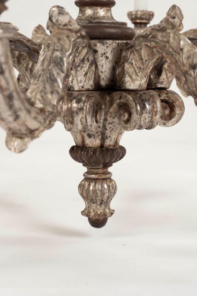 Large Hand Carved Silver Gilt Chandelier