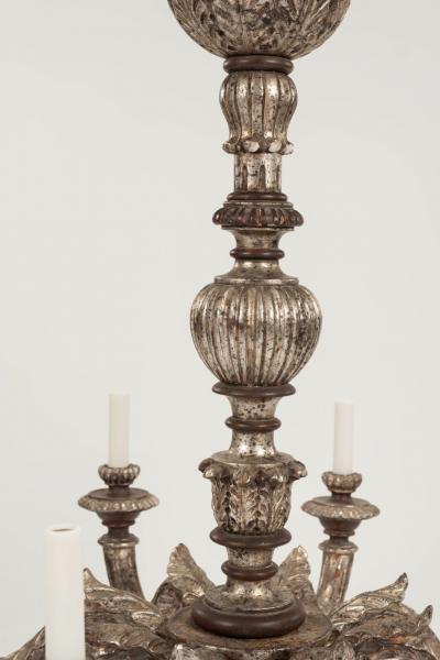 Large Hand Carved Silver Gilt Chandelier