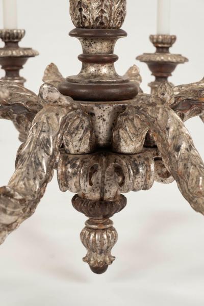 Large Hand Carved Silver Gilt Chandelier