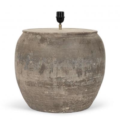 Large Handmade Ceramic Lamp with Linen Shade