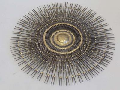 Large Handmade Mid Century Modern Brutalist Wall Mirror Sculpture by BELA