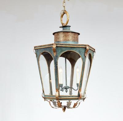 Large Hexagonal Gilt Tole Lantern
