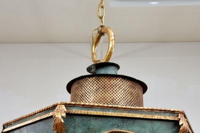 Large Hexagonal Gilt Tole Lantern