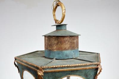 Large Hexagonal Gilt Tole Lantern