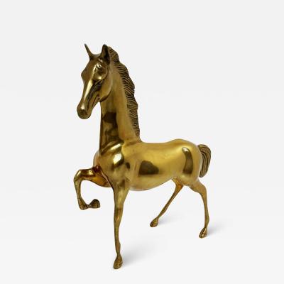 Large Hollywood Regency Brass Equestrian Horse Table Sculpture Figurine