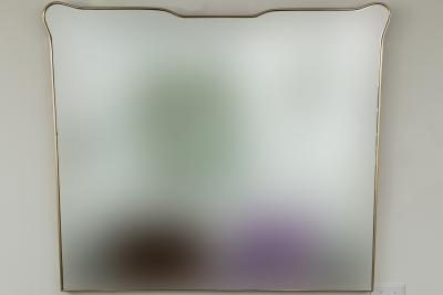 Large Horizontal Mid Century Italian Design Brass Mirror