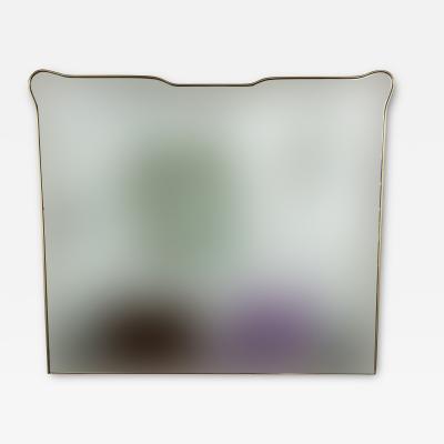Large Horizontal Mid Century Italian Design Brass Mirror