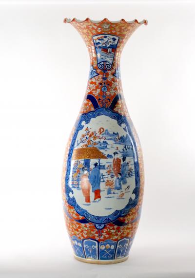 Large Imari Porcelain Flori form Trumpet Decorative Floor Vase