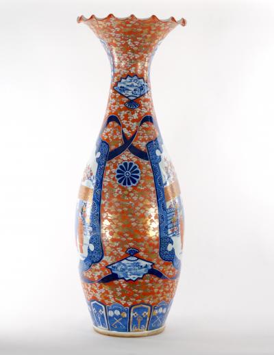 Large Imari Porcelain Flori form Trumpet Decorative Floor Vase