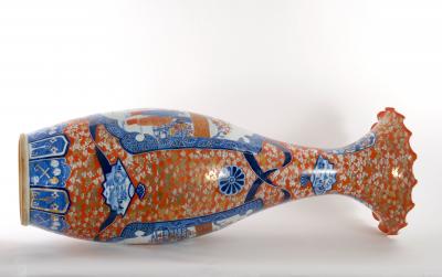 Large Imari Porcelain Flori form Trumpet Decorative Floor Vase