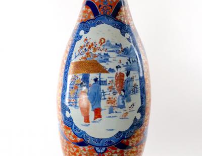 Large Imari Porcelain Flori form Trumpet Decorative Floor Vase