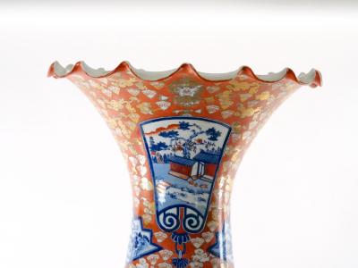 Large Imari Porcelain Flori form Trumpet Decorative Floor Vase
