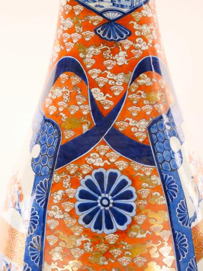 Large Imari Porcelain Flori form Trumpet Decorative Floor Vase