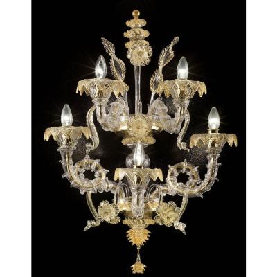 Large Imperial Ca Rezzonico Murano Glass Gold Wall Sconce